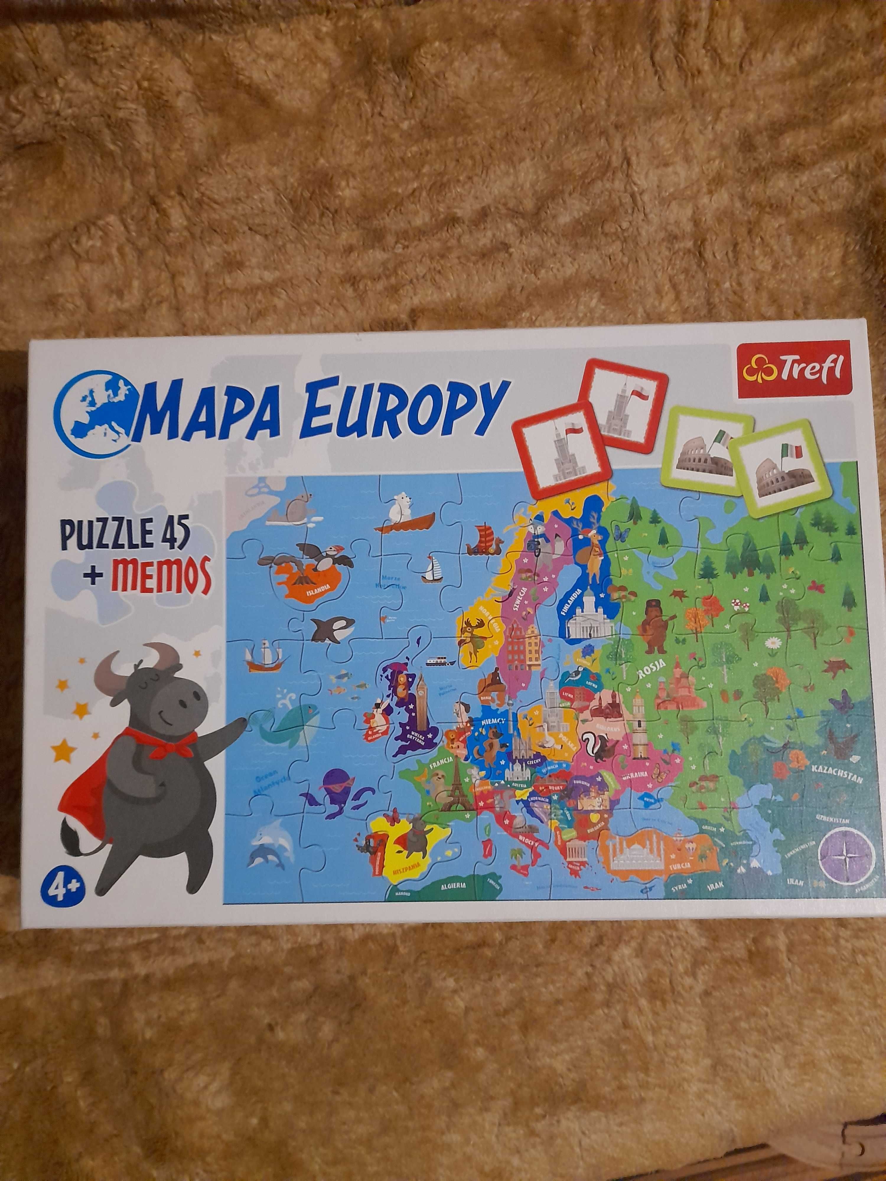 puzzle 4+ (psi patrol, mapa europy i puzzle edukacyjne)