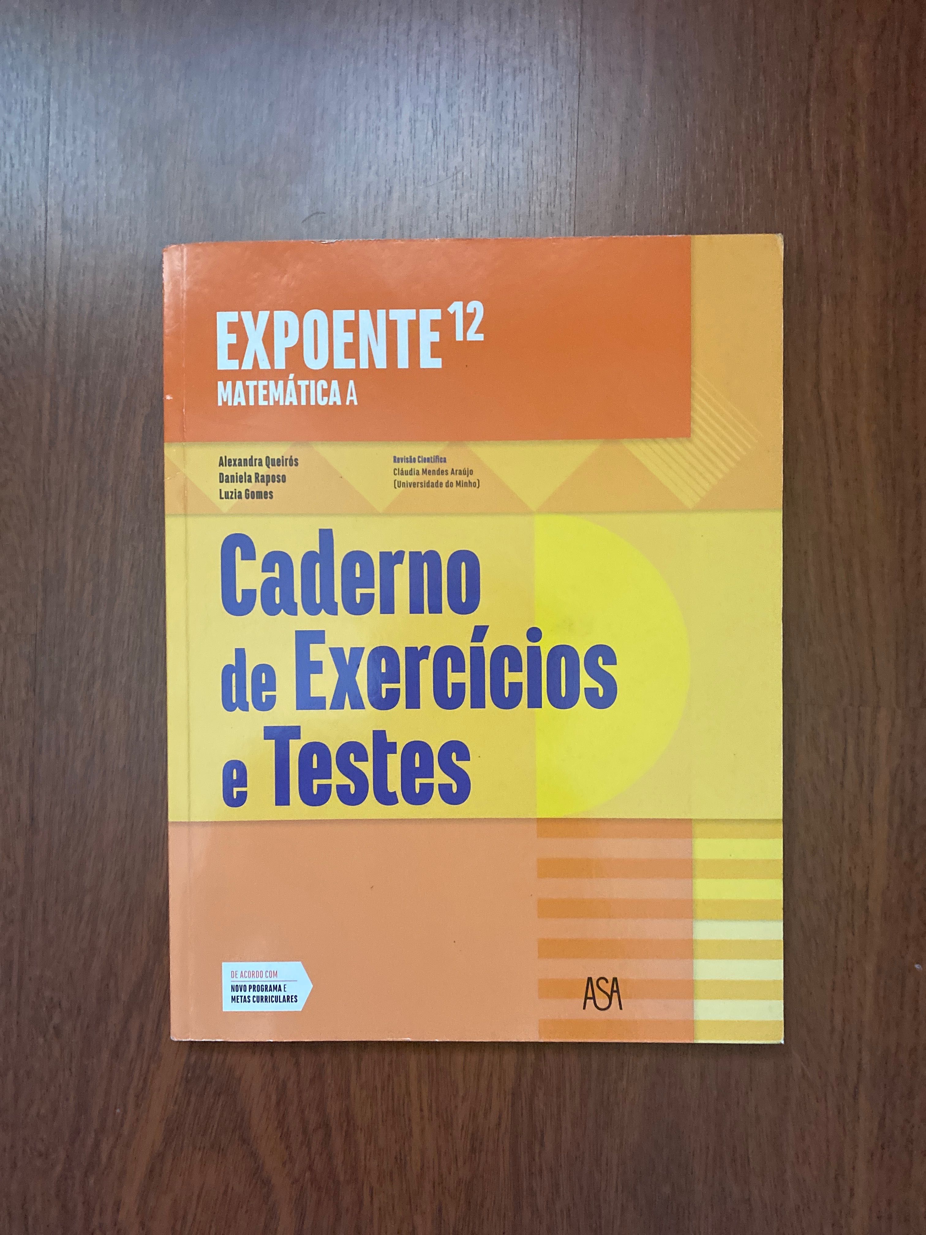 Expoente 12 Matemática A, caderno de exercícios/Provas - Livro Escolar