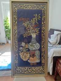 Quadro chinês bordado com moldura