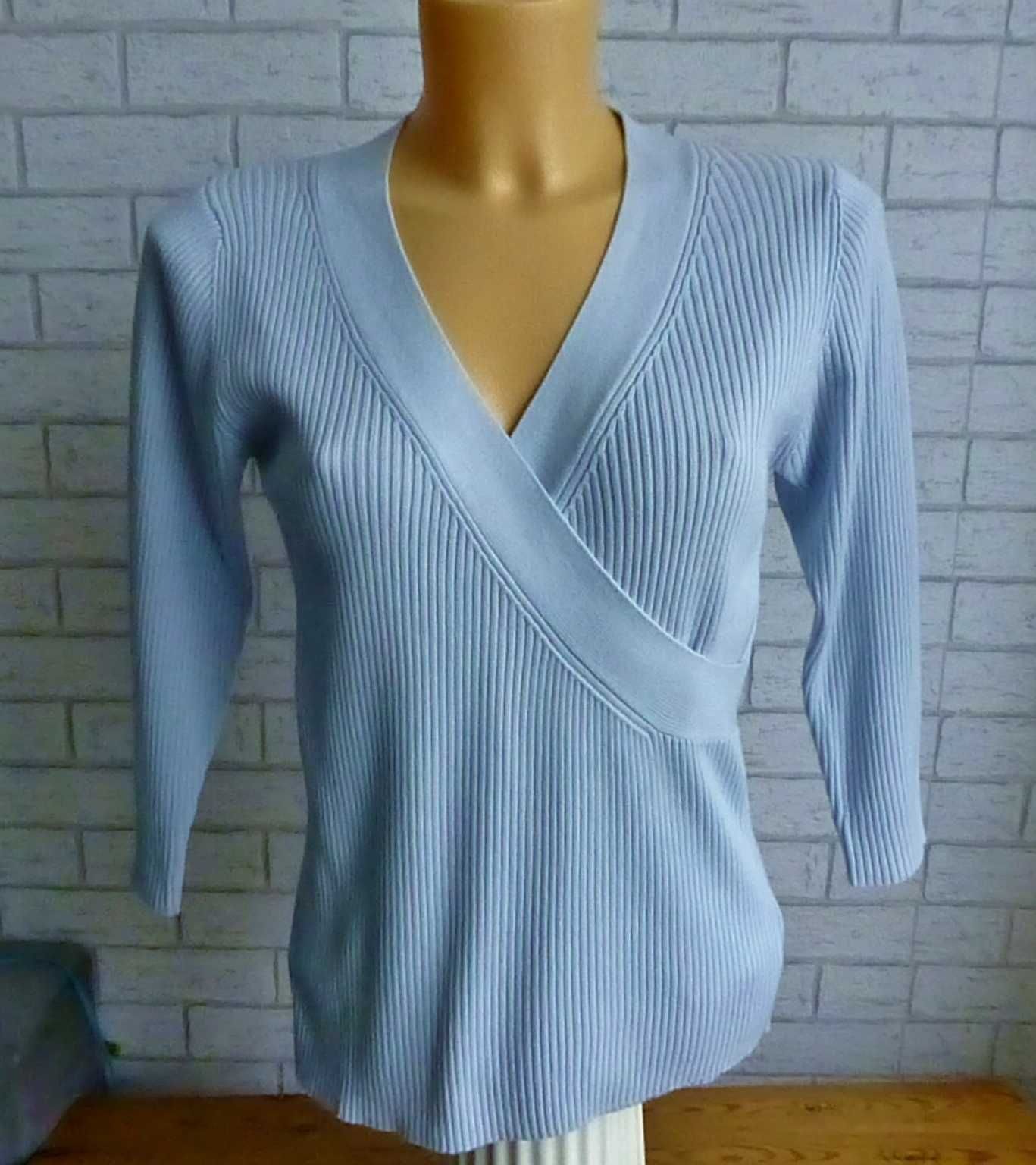 New Look błękitna bluzka kopertowy sweter S M