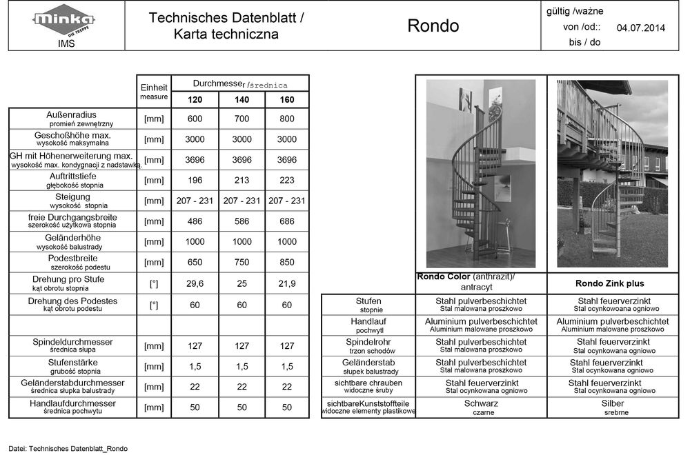 PROMO! Schody stalowe, spiralne zewnętrzne RONDO ZINK 140 cm