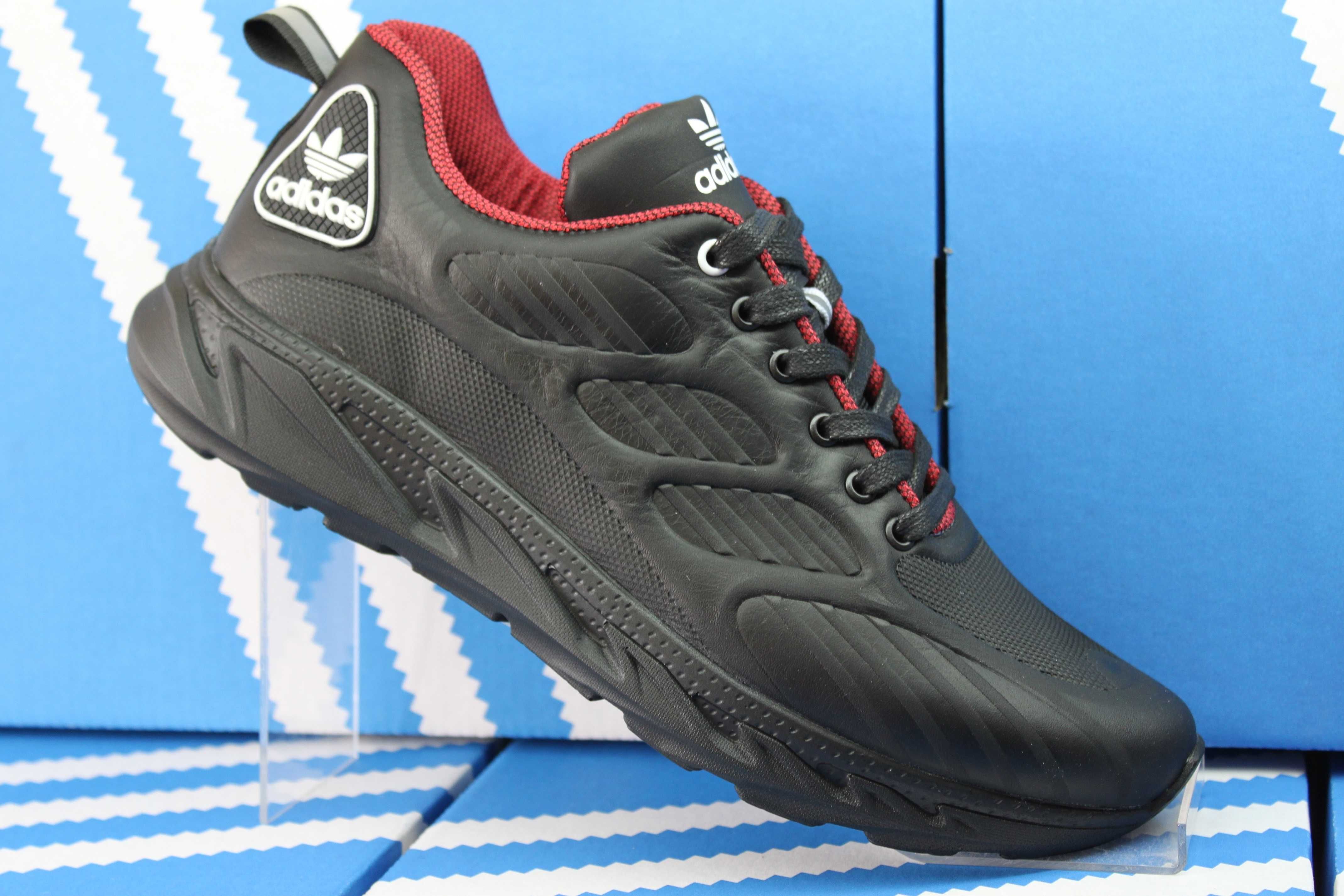 Adidas - черные кроссовки- кеды- кросівки из натуральной кожи(100чер.)
