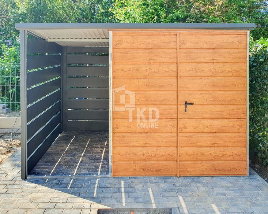 Schowek - Domek Ogrodowy 2X2 + Wiata 1,2M - Brama Dwuskrzydłowa Tkd242