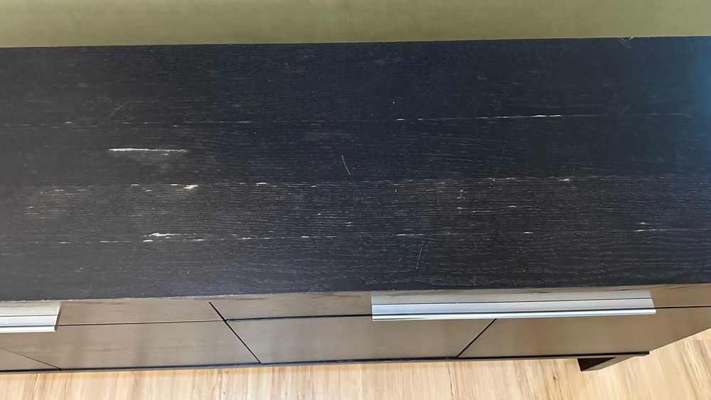 Bufet szafka ciemny z szufladami Ikea