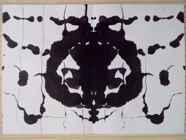 Pintura origina abstracta Rorscharch tinta-da-china 29,7x42 cm