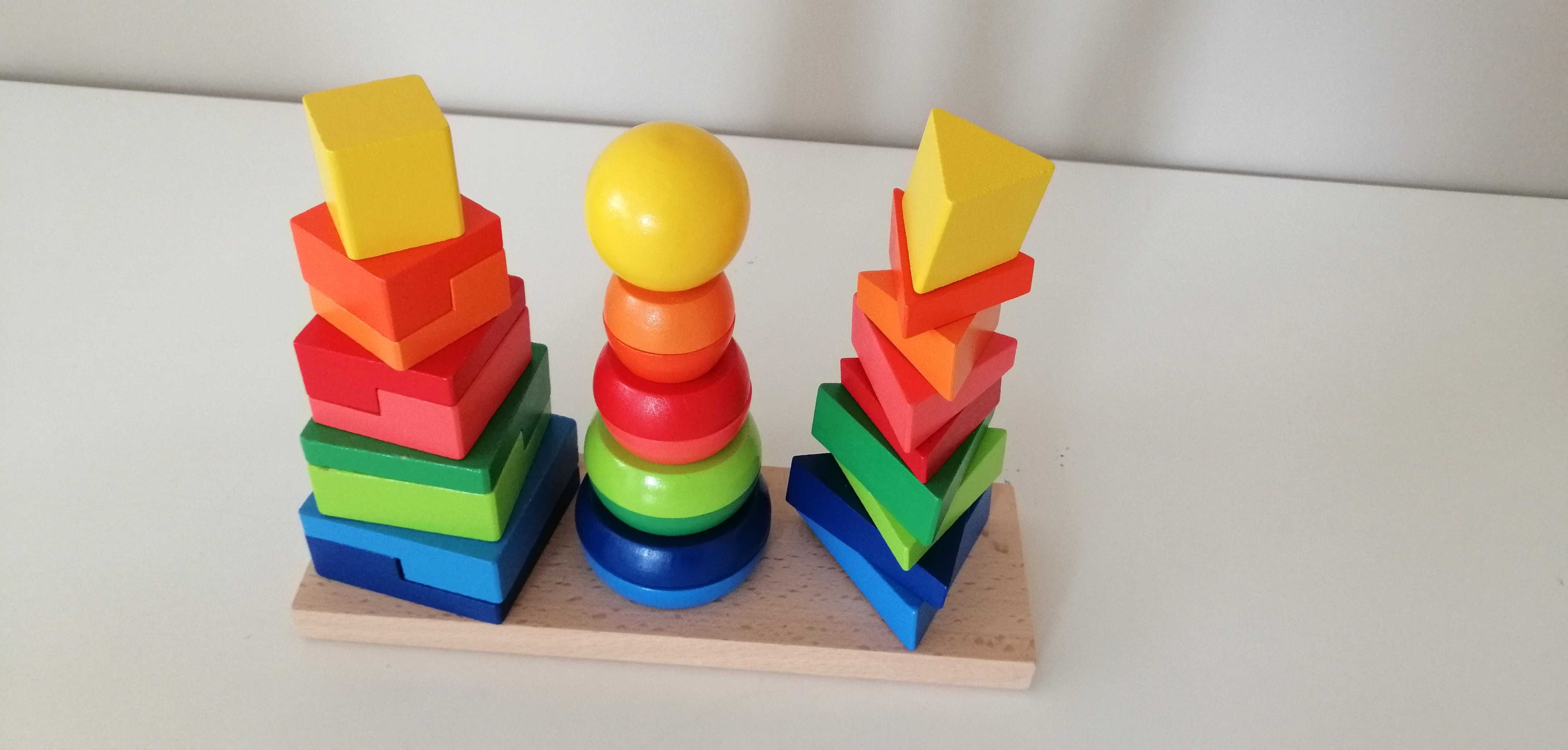 Drewniana zabawka Montessori Wieża do Układania playtive piramida