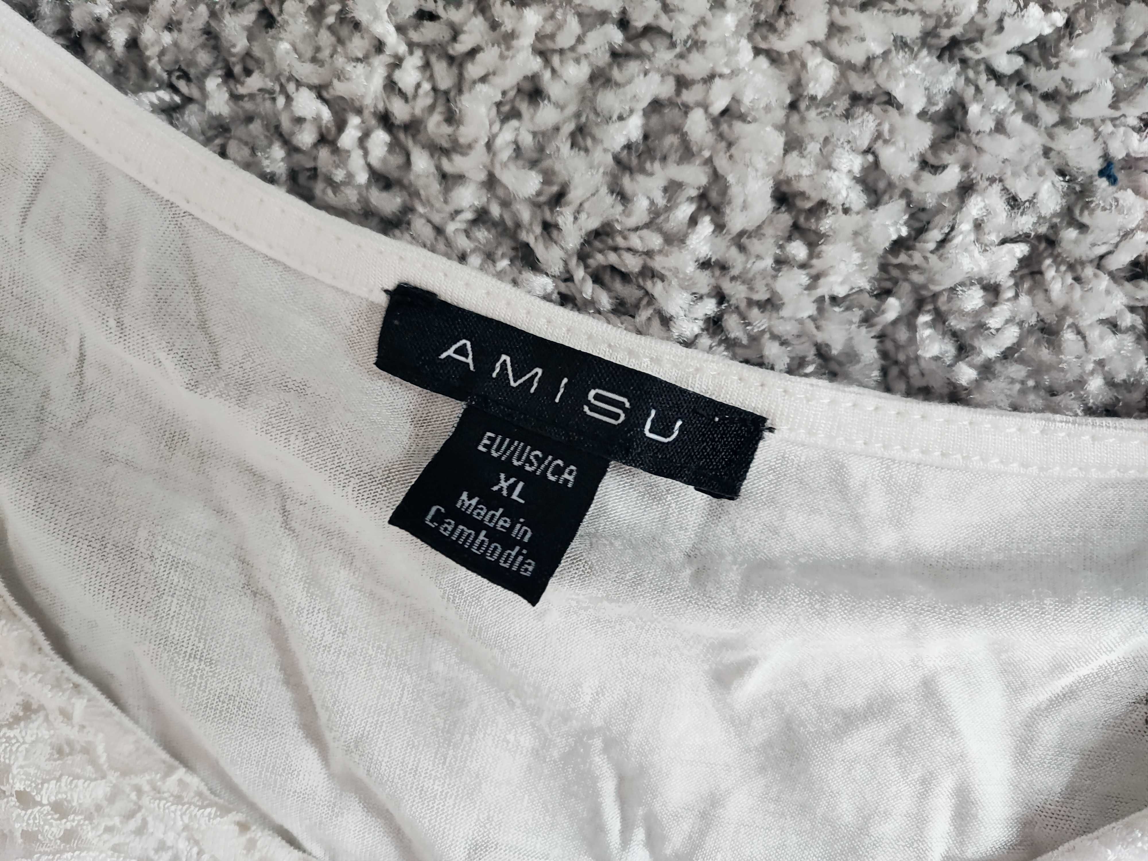 Śmietankowa bluzka z koronkami rękawy Amisu XL