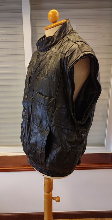 Casaco/Caveada de motard em pele preto - Tamanho XXXL