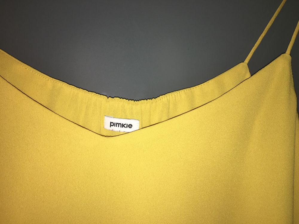 Pimkie żółty luźny top bluzka na ramiączka zwiewna S M