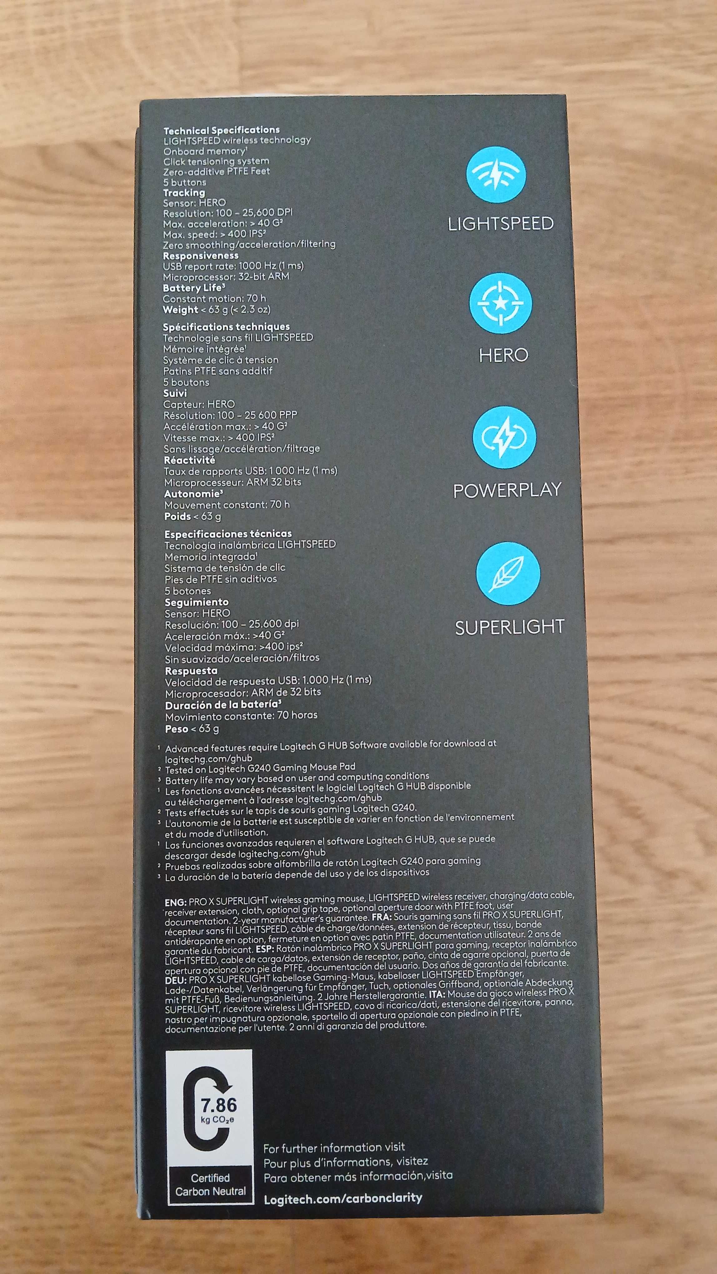 Rato Óptico Logitech G Pro X Superlight Wireless 25600DPI Preto