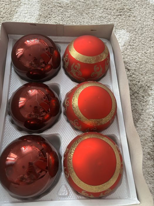 Bombki szklane czerwone/bordo srednica 10 cm