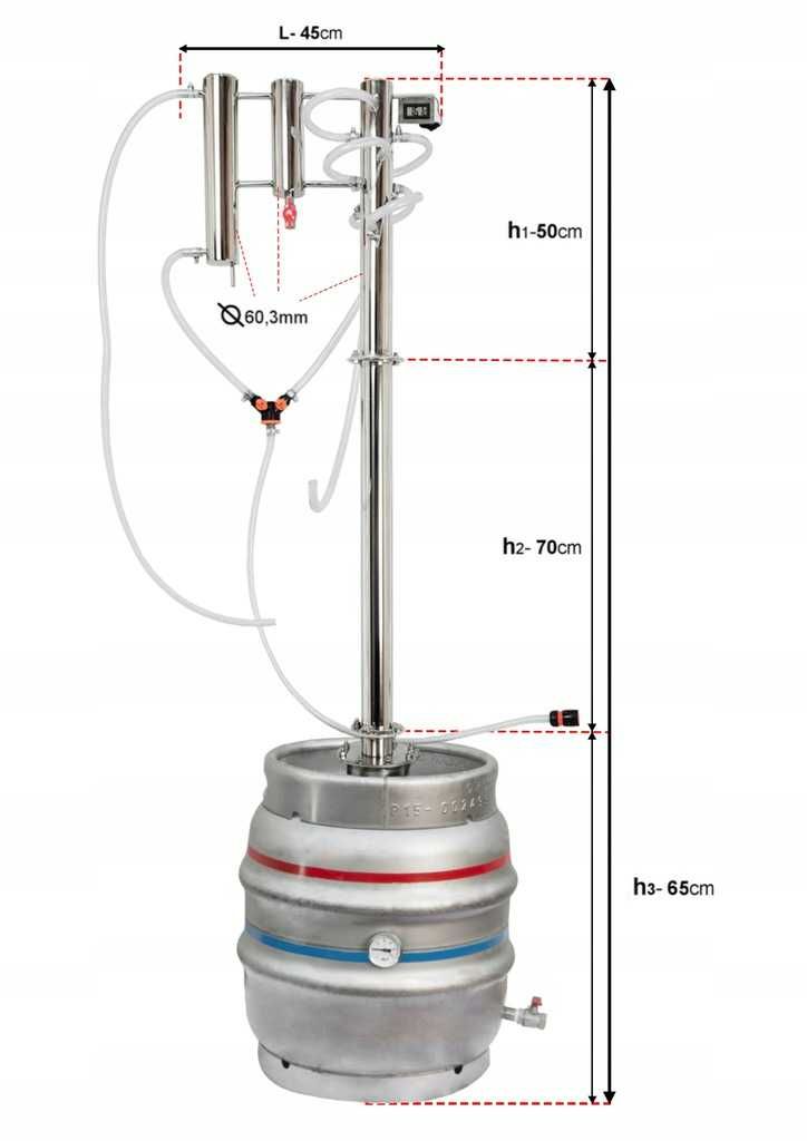 Destylator KEG 100l gaz/elekt. Zimne Palce 185 cm