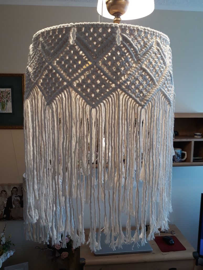 Abażur żyrandol lampa makrama boho rękodzieło,
