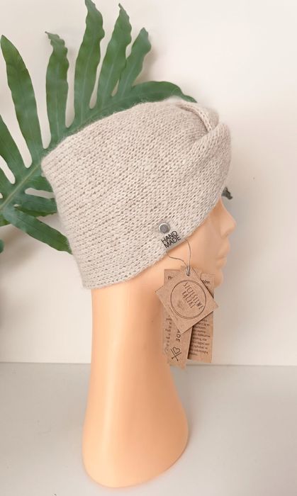 Opaska przeplatana, opaska turban - welna merino, alpaka
