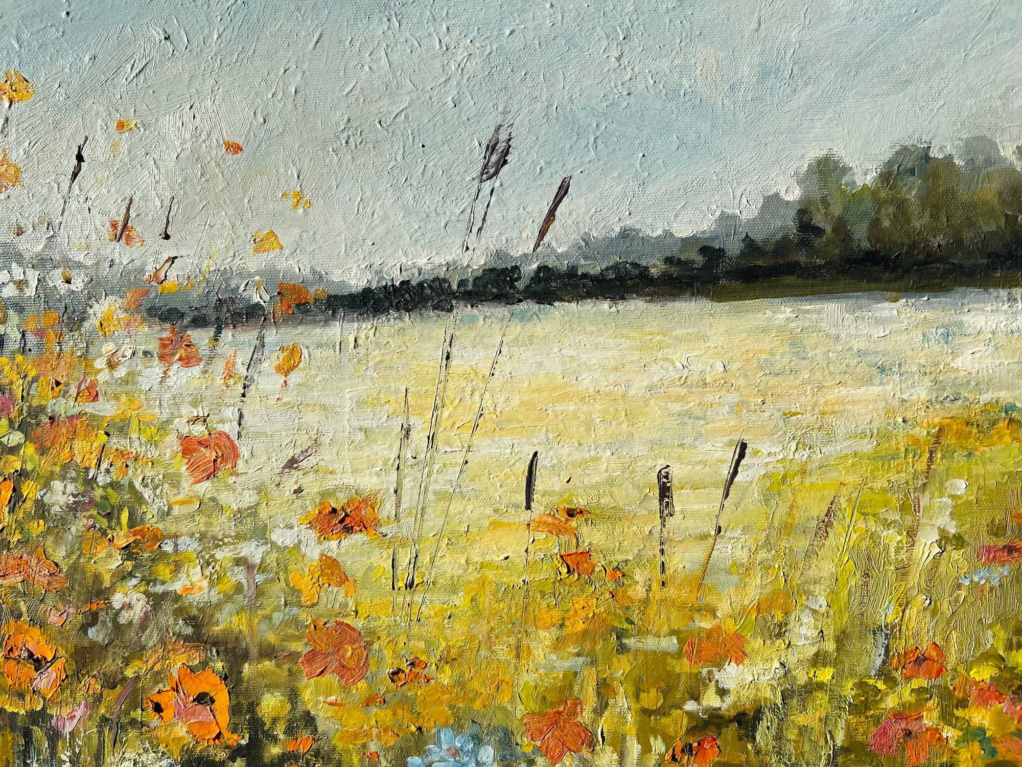 Obraz ręcznie malowany – Letnia łąka w blasku słońca, 50x60 cm