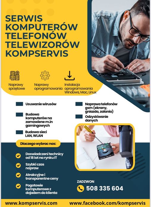 Pogotowie Komputerowe 24/7 – Informatyk z Dojazdem! - KOMPSERVIS