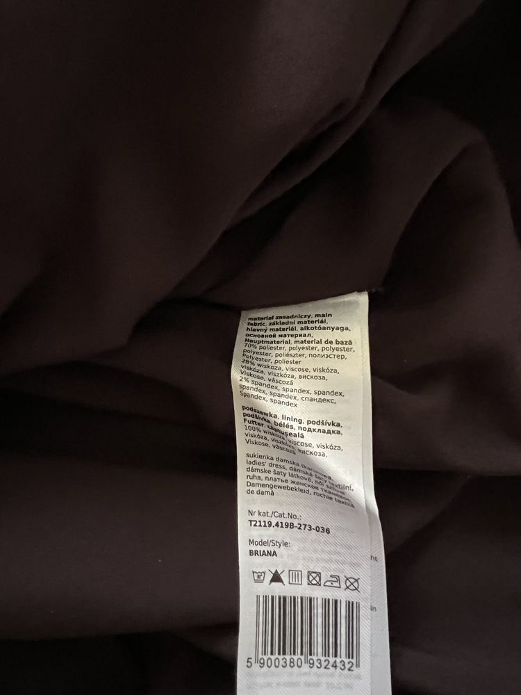 TATUUM sukienka damska brązowa midi BRIANA - rozmiar 36