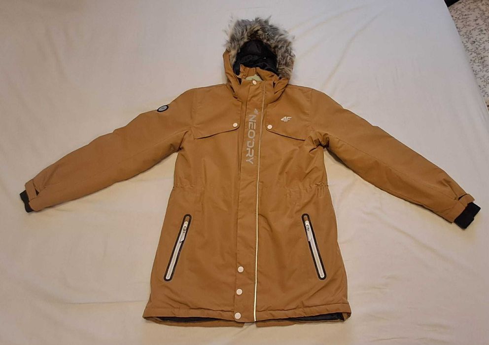 Kurtka parka chłopięca 4F musztardowa 164 ciepła na zimę jak nowa!