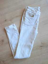 Białe spodnie jeansy ze średnim stanem skinny jeans rurki zara 38