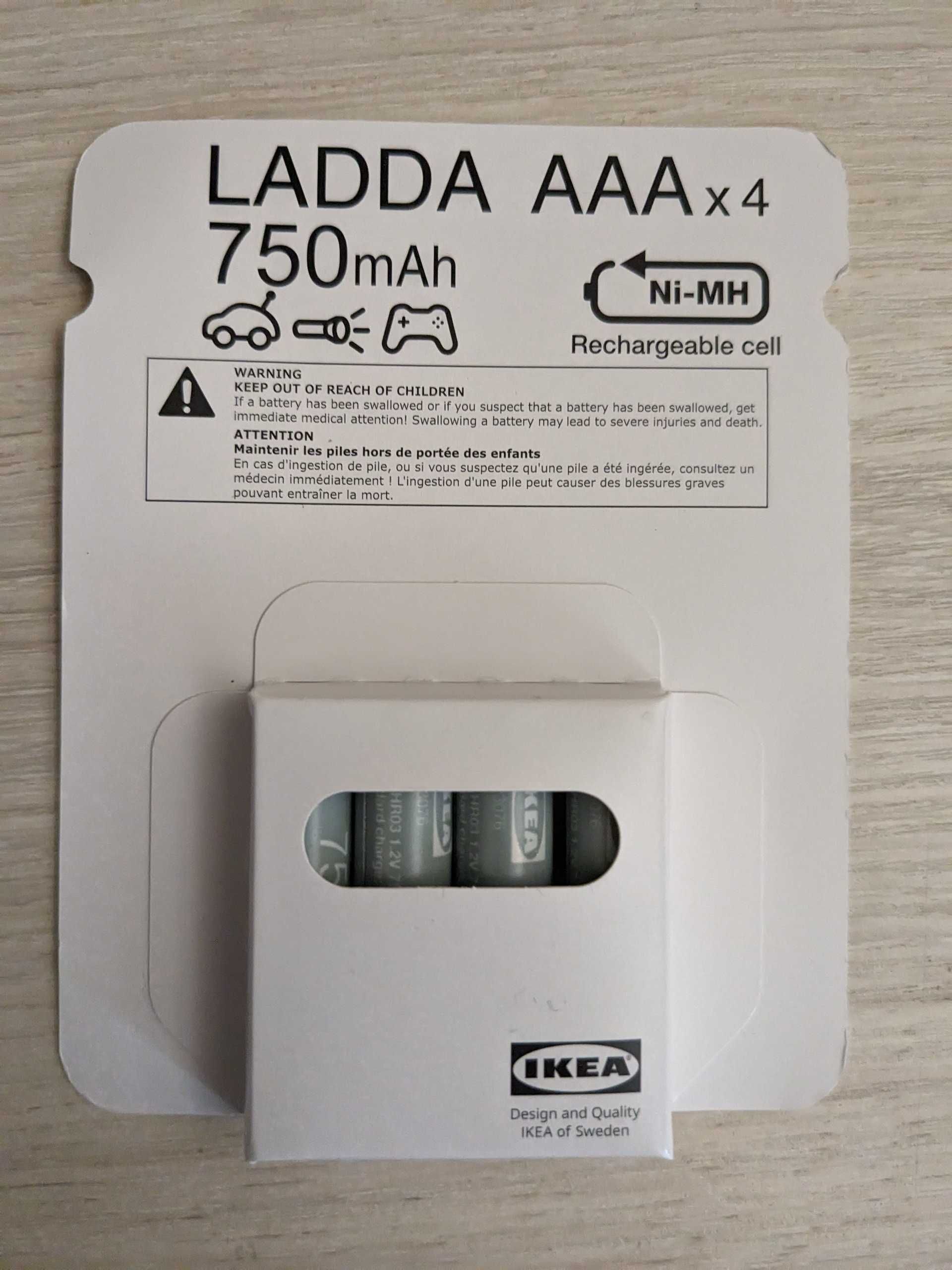 Аккумуляторы AAA 750 мАч 4шт - IKEA LADDA 905.098.19 (Япония)