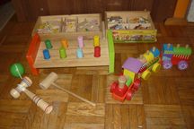 Drewniane zabawki zestaw - Kolejka Puzzle Przebijak