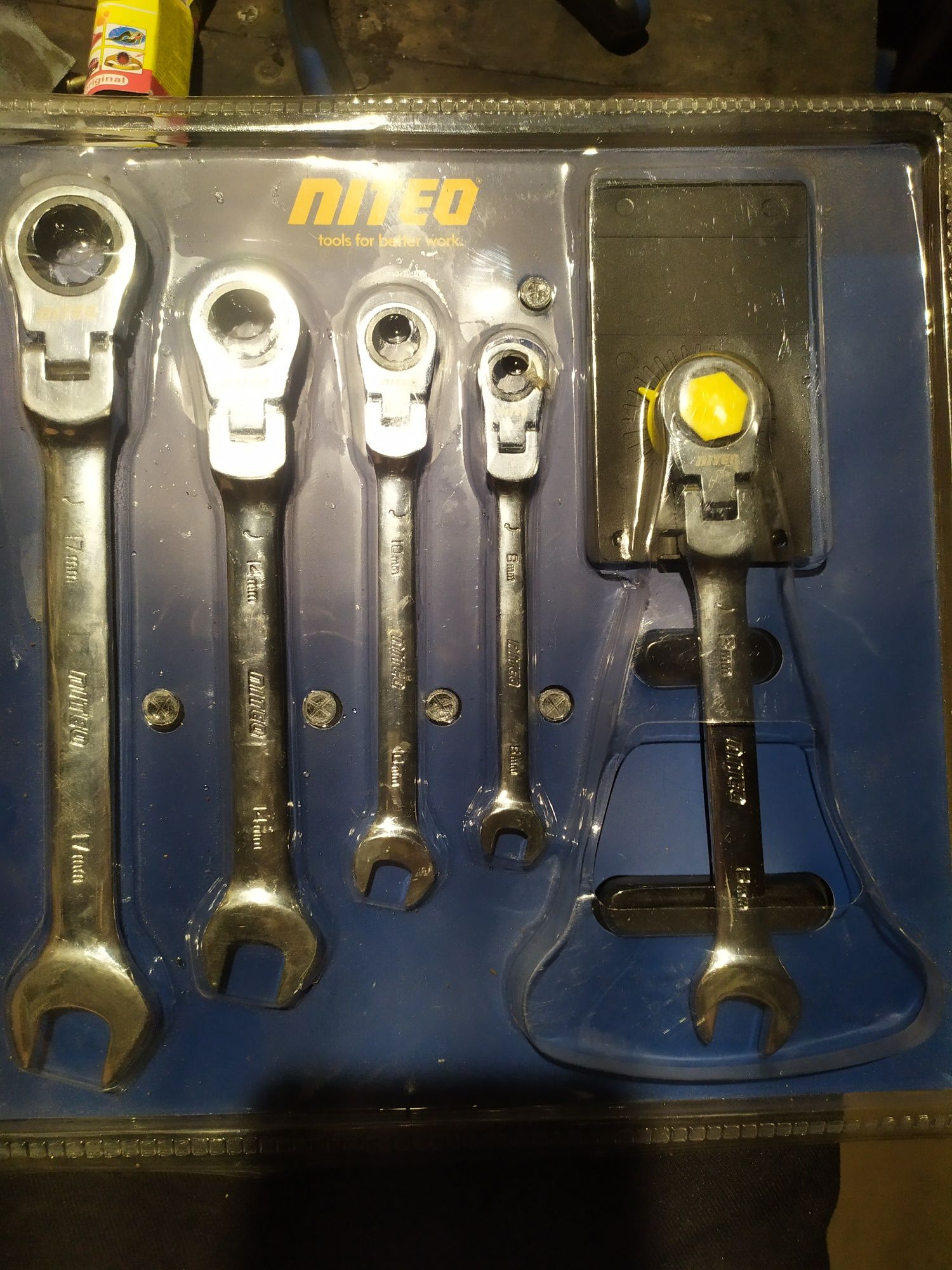 Набір ріжково-накидних ключів із тріскачкою 5 шт Niteo Tools