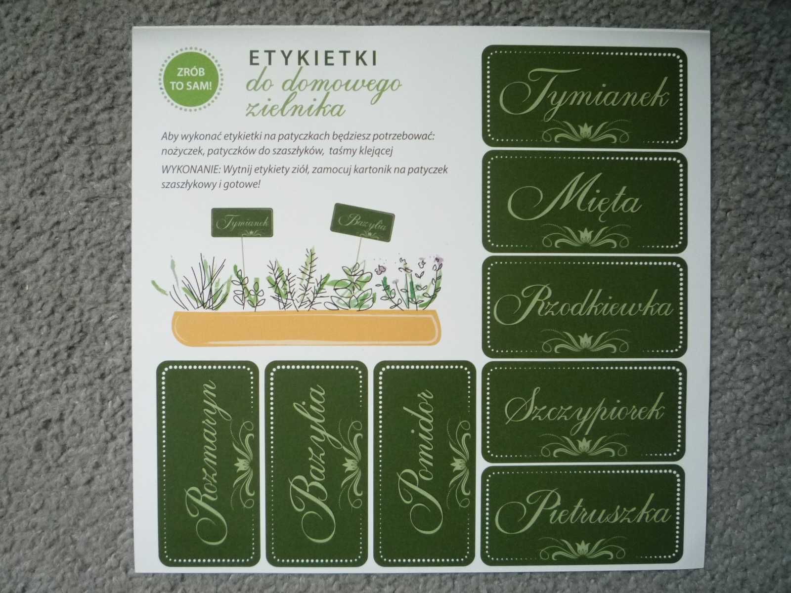 Etykiety do zielnika domowego