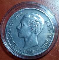 Moeda Prata 5 Pesetas de 1878 (RARA)