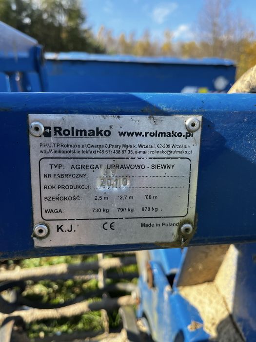 Zestaw uprawowo siewny rolmako 2.7m i poznaniak