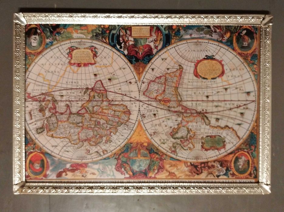 obraz aluminiowy geograficzny sredniowiecze  ladny stan duzo zdjec