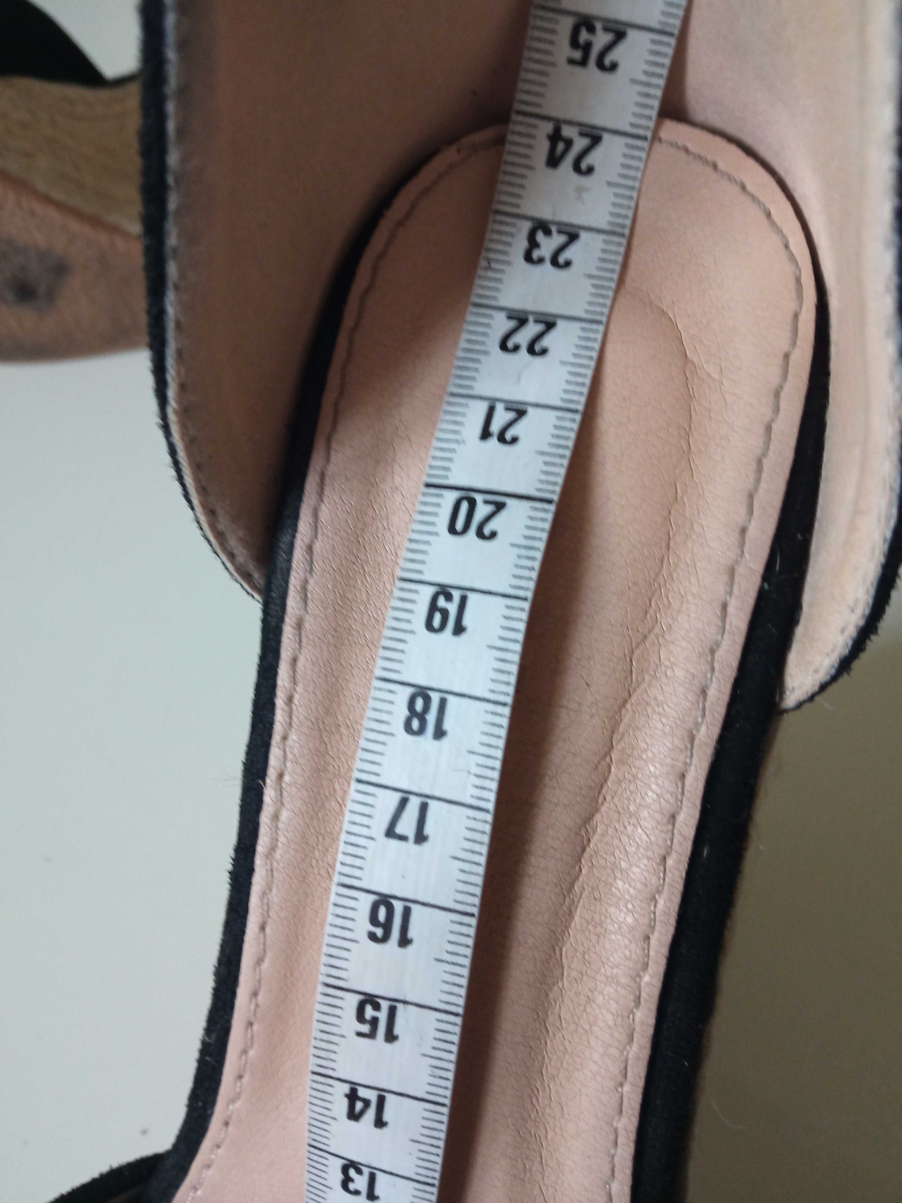 Czarne sandały na koturnie Espadryle r 38 wkł. 24cm.
