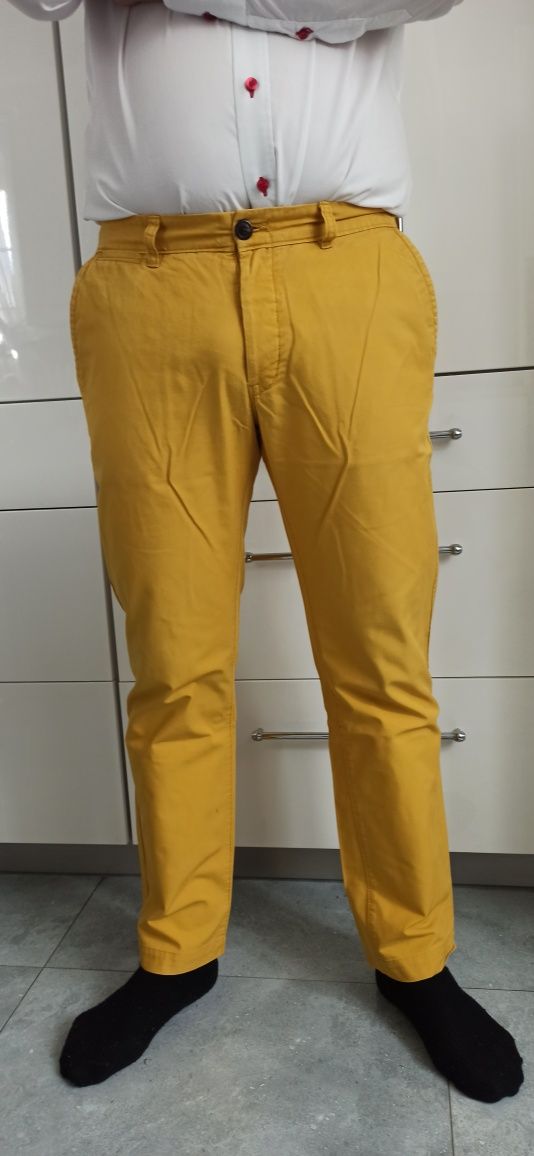 Sg Musztardowe spodnie męskie L , XL Slim chino chinosy męskie L , XL