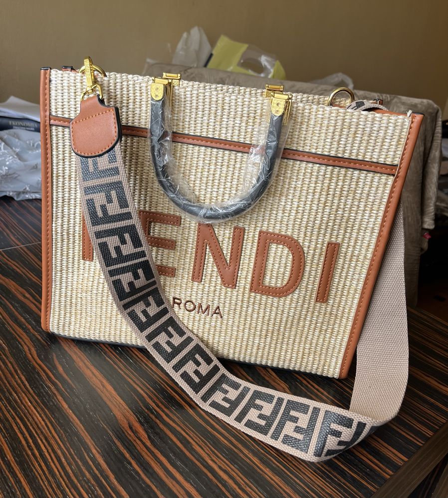 Fendi torebka damska słomkowa
