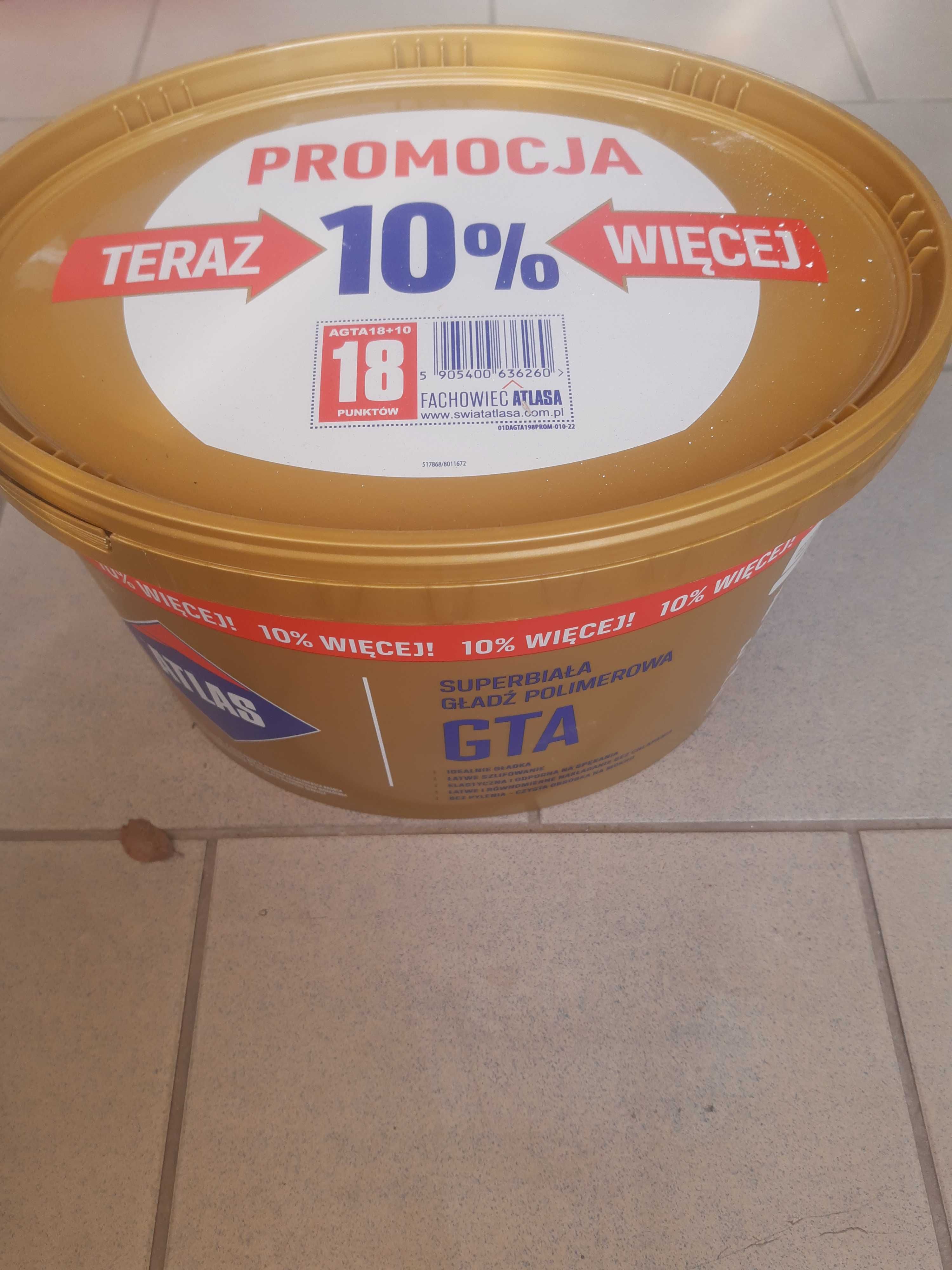 Gładź Atlas GTA  super biała 
25kg  polimerowa