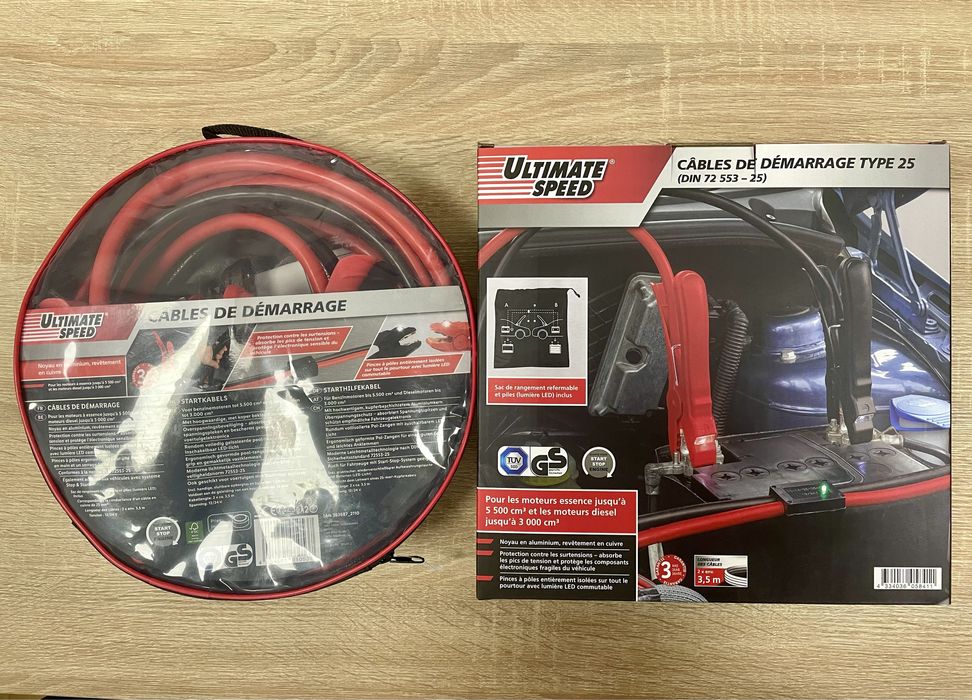 Автомобильный пусковой кабель LED (2х3,5м) Ultimate Speed аккум.12/24V