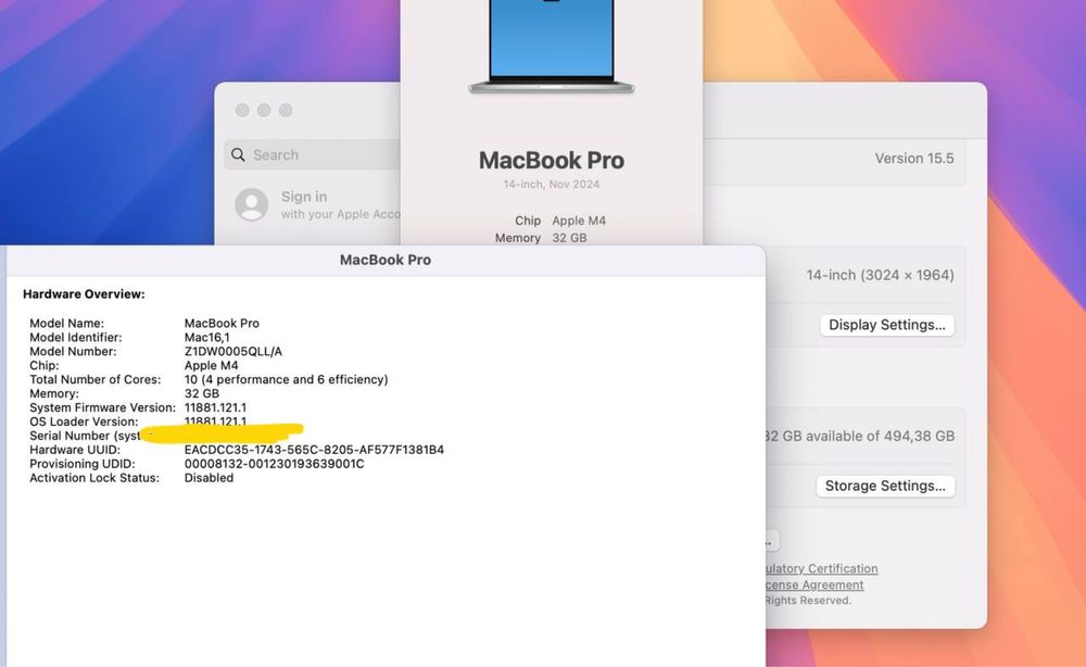 OPENBOX Apple Macbook Pro 14 2024 M4 32GB RAM 512GB SSD Silver IL6256