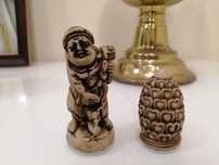 conj 2 bonecos pequenos antigos decorativos