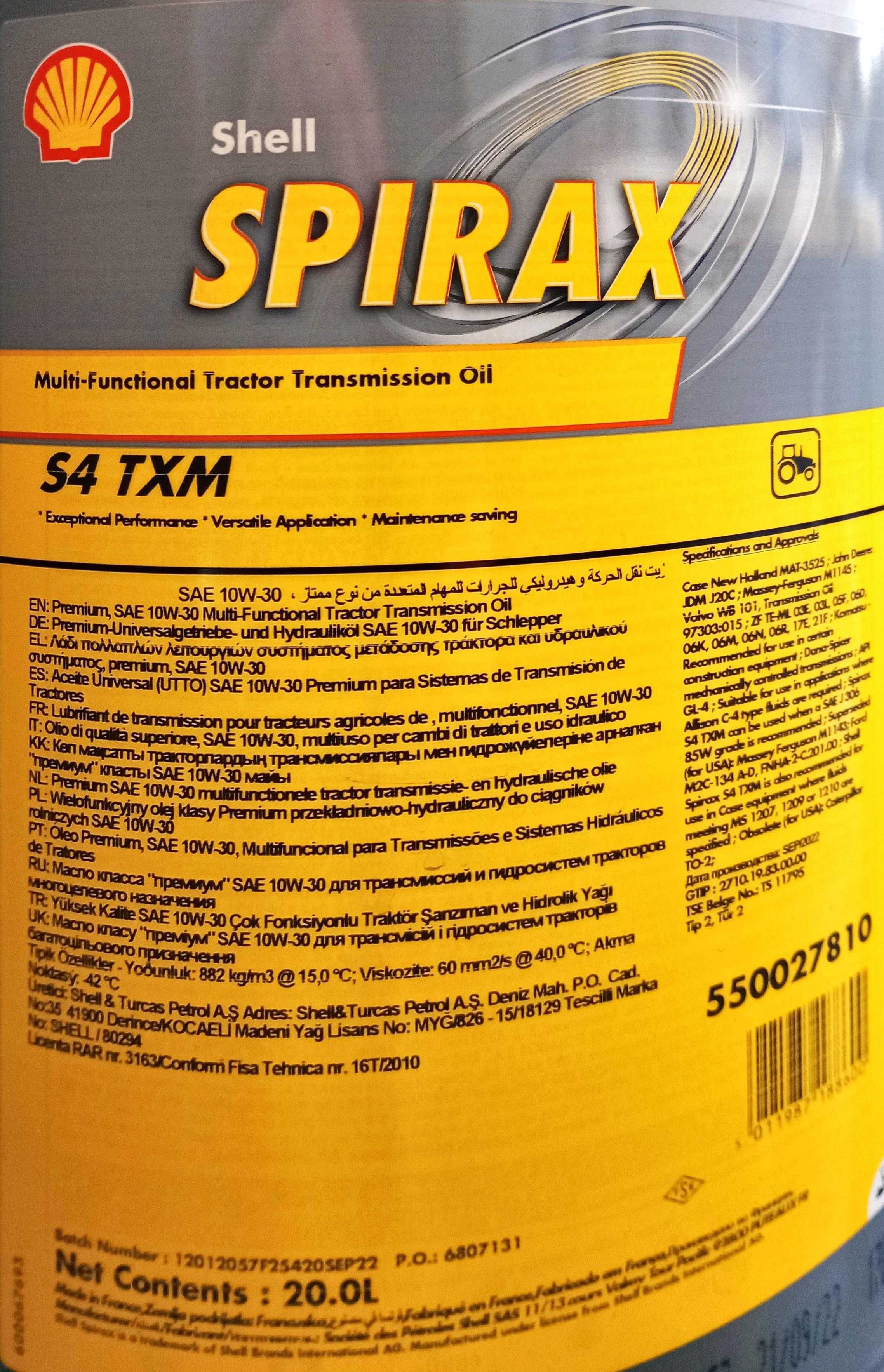 SHELL Spirax S4 TXM 209L - olej przekładniowo - hydrauliczny UTTO