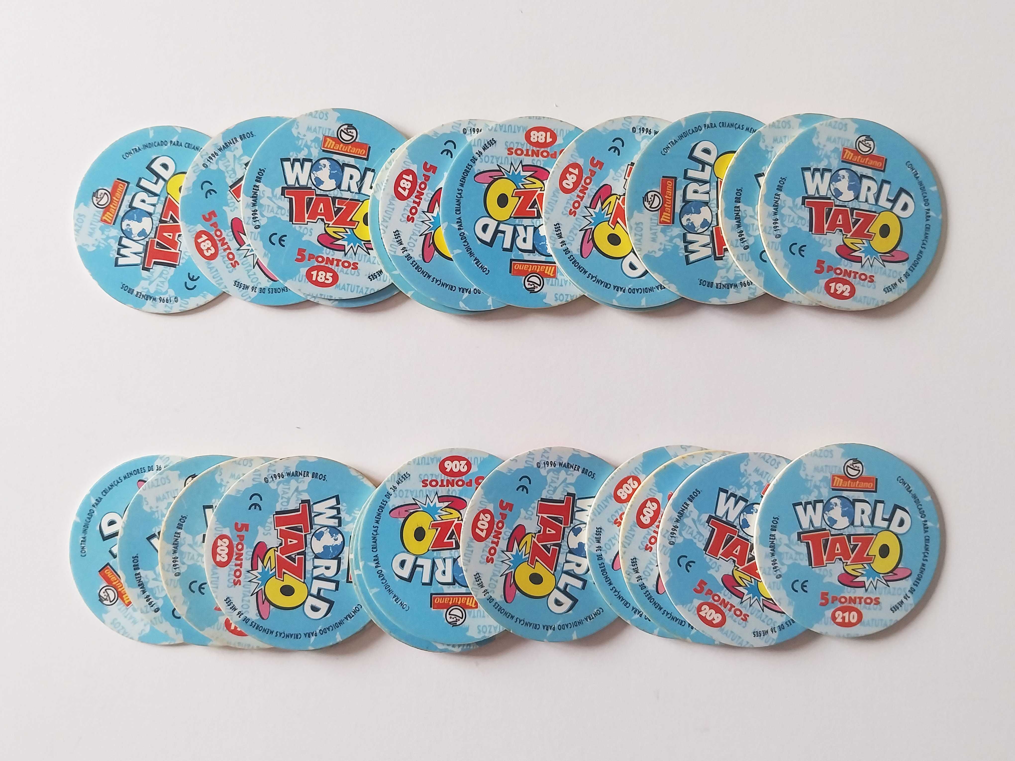 26 tazos WORLD TAZO (22 diferentes) azuis | lote Matutano
