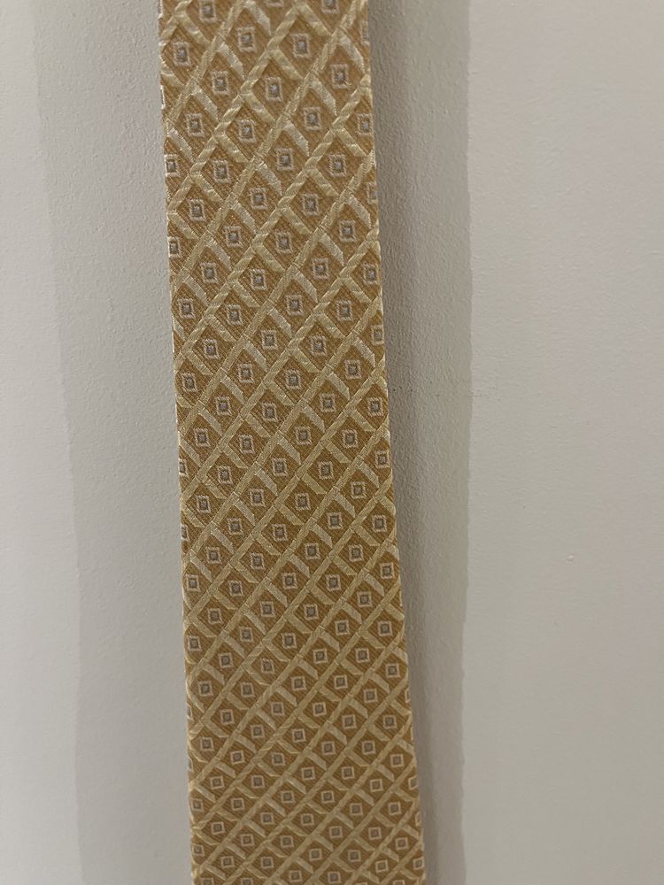Windsor  jedwabny złoty/ beżowy krawat męski