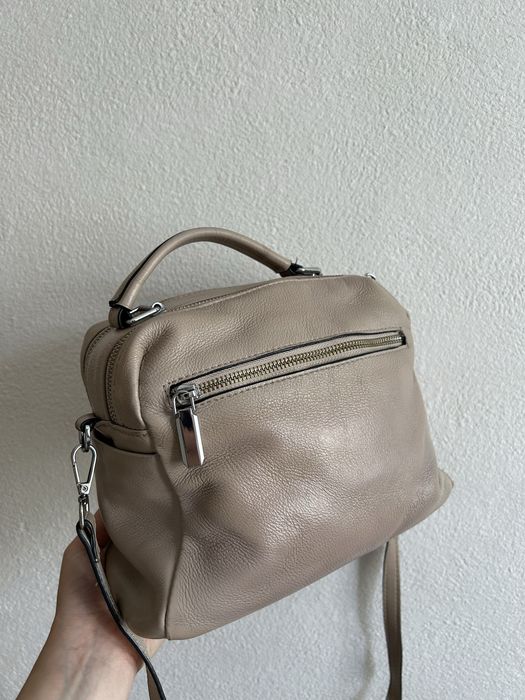 Сумка бежева жіноча натуральна шкіра