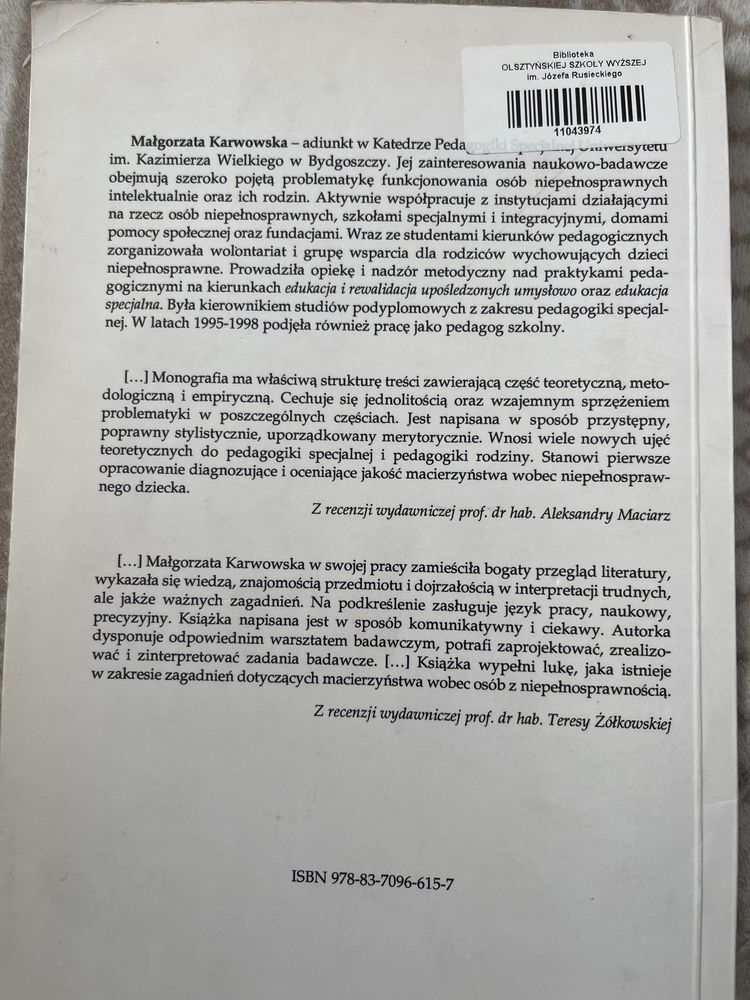 Macierzyństwo wobec dziecka niepełnosprawnego intelektualnie