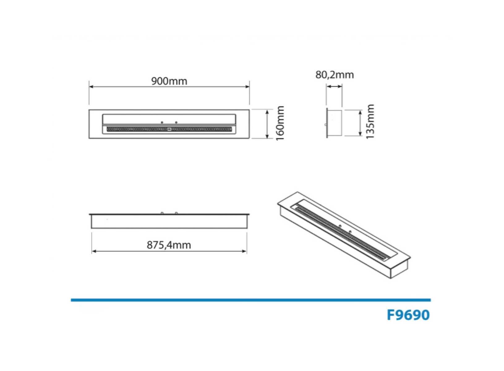 Queimador Bioetanol Inox F9690 - Novo