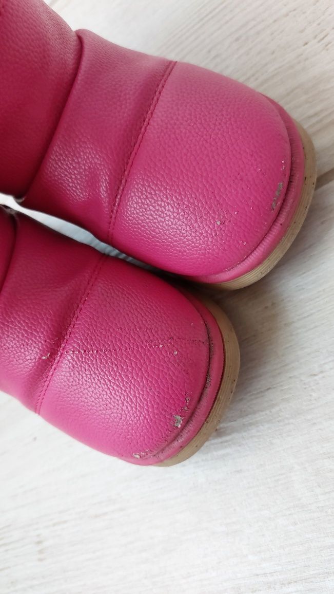Теплі зимові чобітки рожеві на дівчинку розмір 27