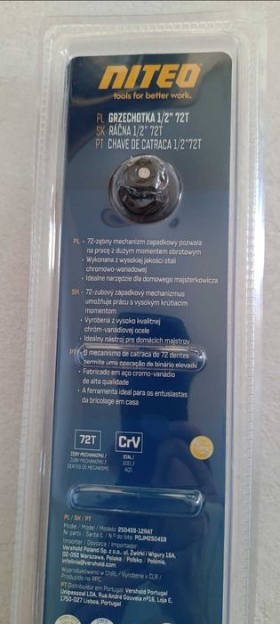 Grzechotka do kluczy nasadowych 1/2", 72T, NITEO