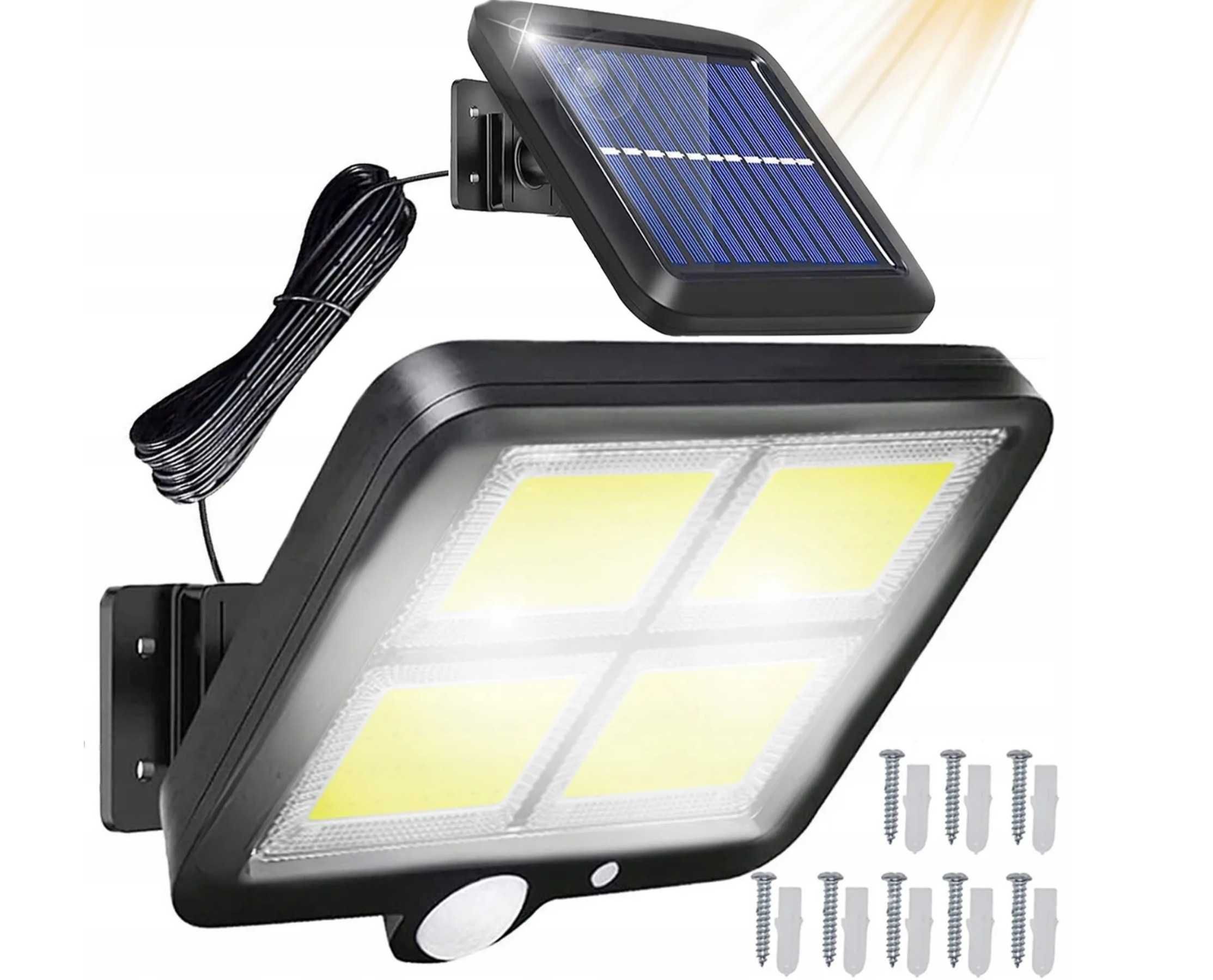 Lampa solarna 128 LED z czujnikiem ruchu i zmierzchu