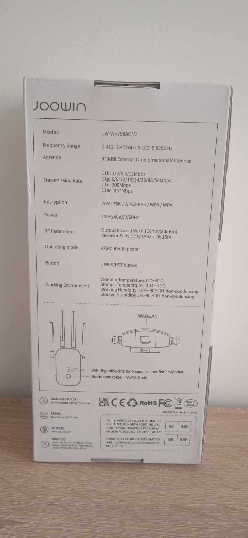 Wzmacniacz sygnału WiFi JOOWIN 1200 mbps 5GHz i 2.4GHz gwarancja