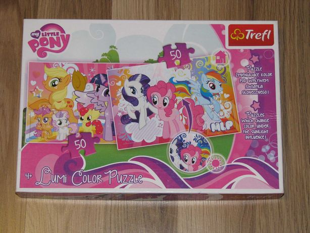 Puzzle 2x50 sztuk Kucyki Pony wiek 4+  - zmieniają kolor, jak nowe !