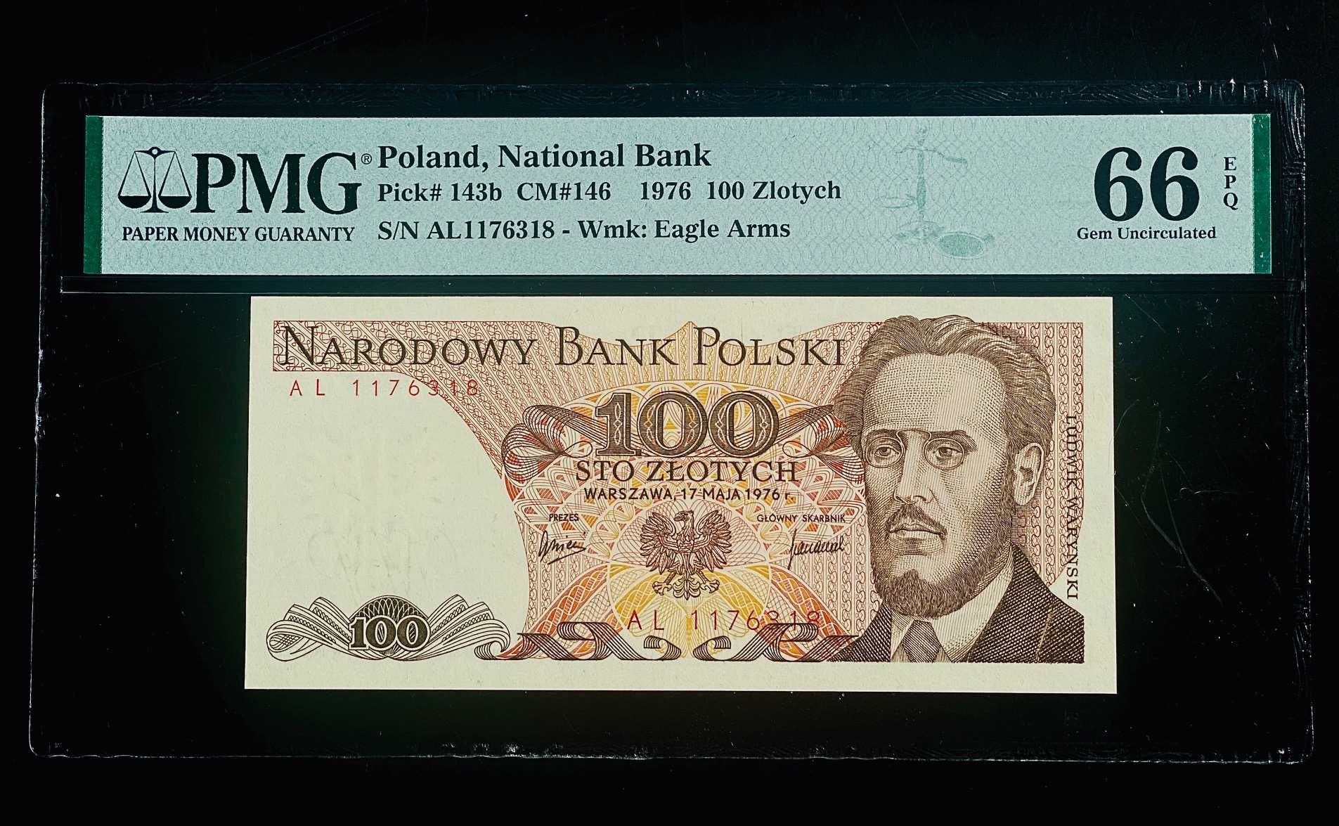 Banknot PRL 100 złotych 1976 rok PMG 66 EPQ