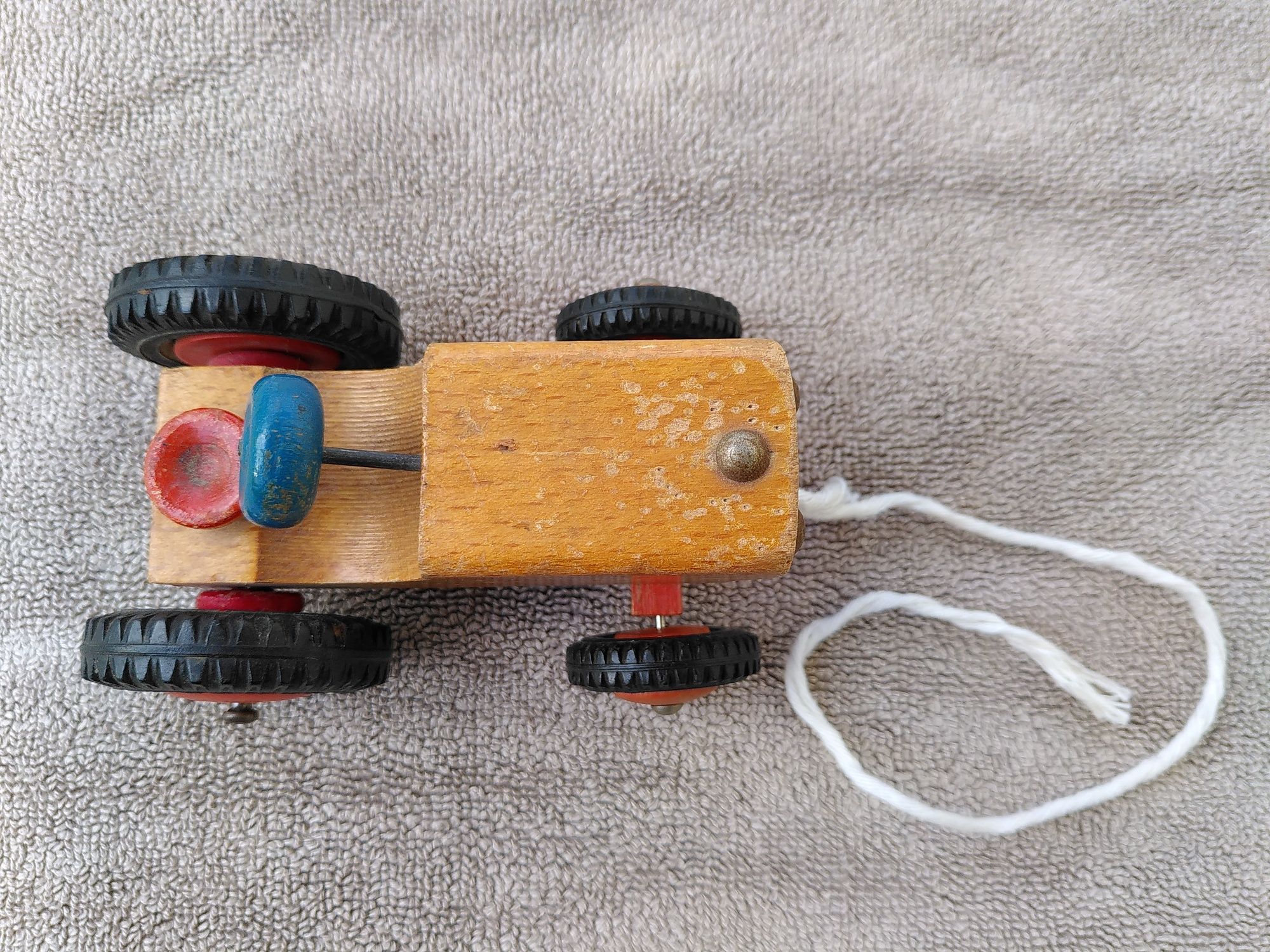 !!! traktor drewniany zabawka rarytas ruchoma oś przednia antyk !!!